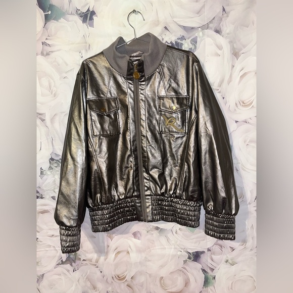Rocawear Jackets & Blazers - Vintage Rocawear Metallic Gold Jacket Faux Leather Y2K Bomber Women’s Size 1X​